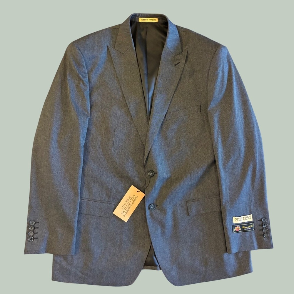 Alberto Nardoni Grey Super 150s Blazer Sport Coat Mens 48R New Hybrid 1717